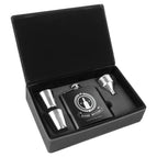 Black Stainless Steel Flask Set in Black/Silver