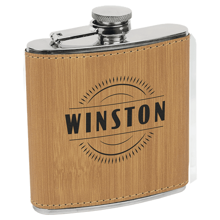6 oz. Laserable Leatherette Stainless Steel Flask