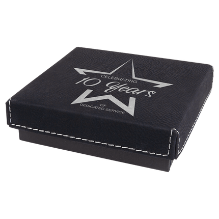 4" x 4" Medal Box with Laserable Leatherette Lid