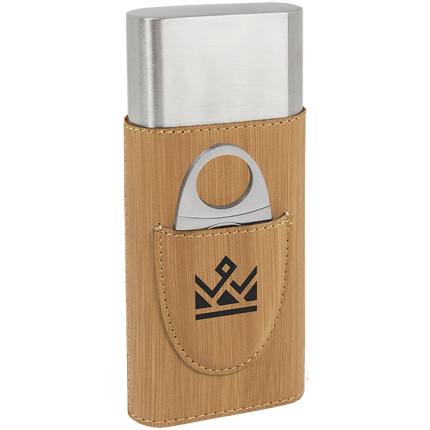 Laserable Leatherette Cigar Case with Cutter