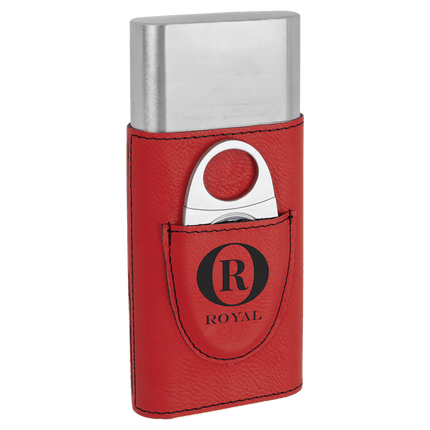 Laserable Leatherette Cigar Case with Cutter