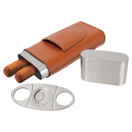 Laserable Leatherette Cigar Case with Cutter