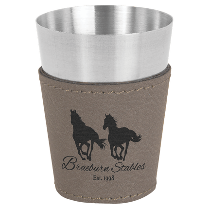 2 oz. Laserable Leatherette & Stainless Steel Shot Glass