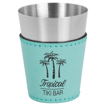 2 oz. Laserable Leatherette & Stainless Steel Shot Glass