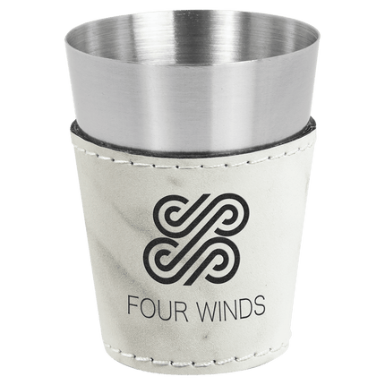 2 oz. Laserable Leatherette & Stainless Steel Shot Glass