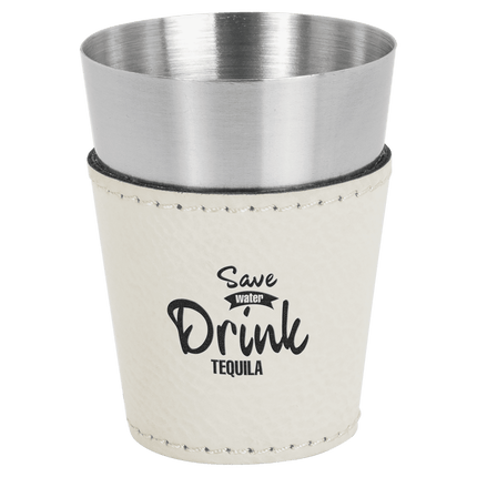 2 oz. Laserable Leatherette & Stainless Steel Shot Glass