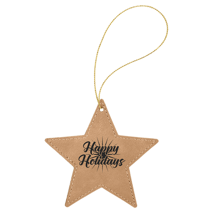 Laserable Leatherette Star Ornament with String