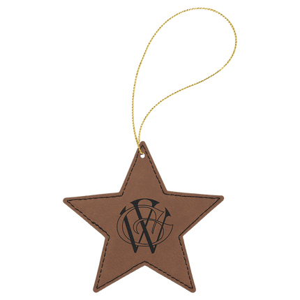 Laserable Leatherette Star Ornament with String