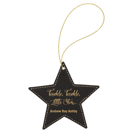 Laserable Leatherette Star Ornament with String