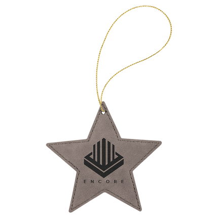 Laserable Leatherette Star Ornament with String