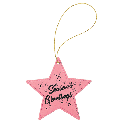 Laserable Leatherette Star Ornament with String