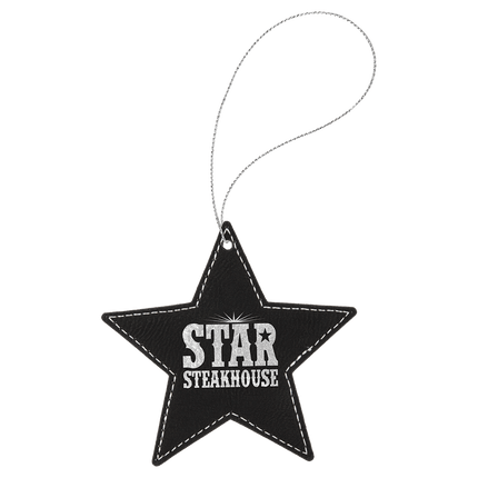 Laserable Leatherette Star Ornament with String