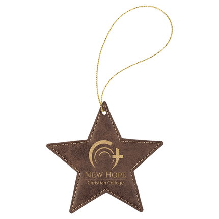 Laserable Leatherette Star Ornament with String