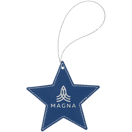 Laserable Leatherette Star Ornament with String