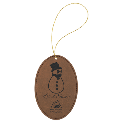 Laserable Leatherette Oval Ornament with String