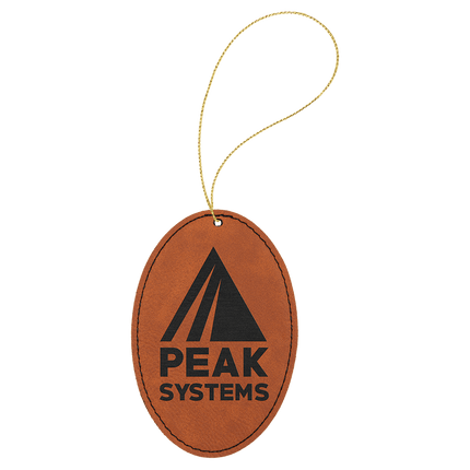 Laserable Leatherette Oval Ornament with String