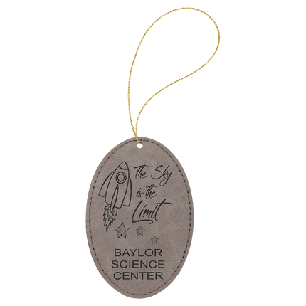 Laserable Leatherette Oval Ornament with String