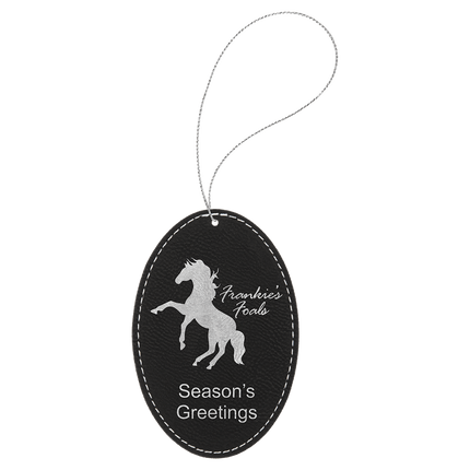 Laserable Leatherette Oval Ornament with String