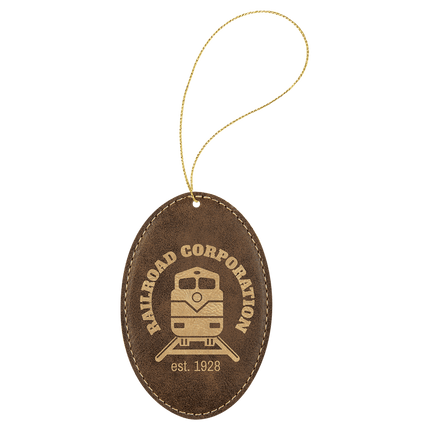 Laserable Leatherette Oval Ornament with String