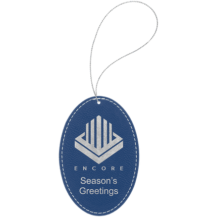 Laserable Leatherette Oval Ornament with String