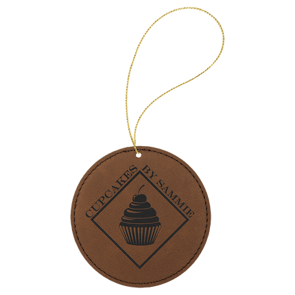 Laserable Leatherette Round Ornament with String
