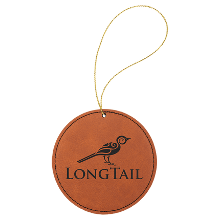 Laserable Leatherette Round Ornament with String