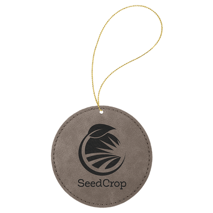 Laserable Leatherette Round Ornament with String