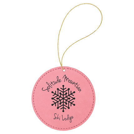 Laserable Leatherette Round Ornament with String