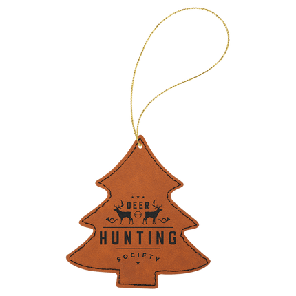 Laserable Leatherette Tree Ornament with String