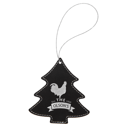 Laserable Leatherette Tree Ornament with String
