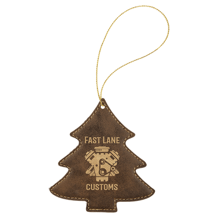 Laserable Leatherette Tree Ornament with String