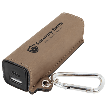Laserable Leatherette 2200 mAh Power Bank with USB-C Cord