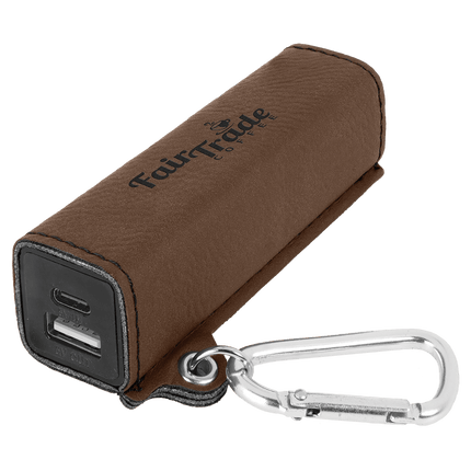 Laserable Leatherette 2200 mAh Power Bank with USB-C Cord