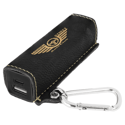 Laserable Leatherette 2200 mAh Power Bank with USB-C Cord