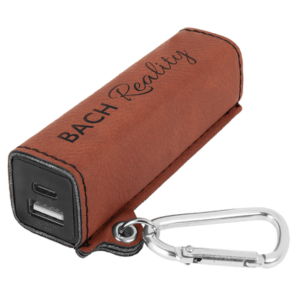 Laserable Leatherette 2200 mAh Power Bank with USB-C Cord