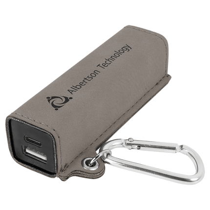 Laserable Leatherette 2200 mAh Power Bank with USB-C Cord