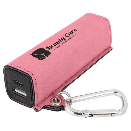 Laserable Leatherette 2200 mAh Power Bank with USB-C Cord