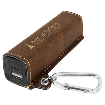Laserable Leatherette 2200 mAh Power Bank with USB-C Cord