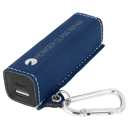 Laserable Leatherette 2200 mAh Power Bank with USB-C Cord