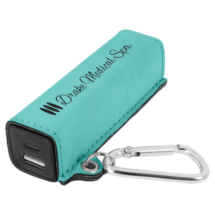 Laserable Leatherette 2200 mAh Power Bank with USB-C Cord