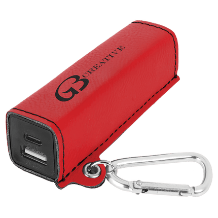 Laserable Leatherette 2200 mAh Power Bank with USB-C Cord