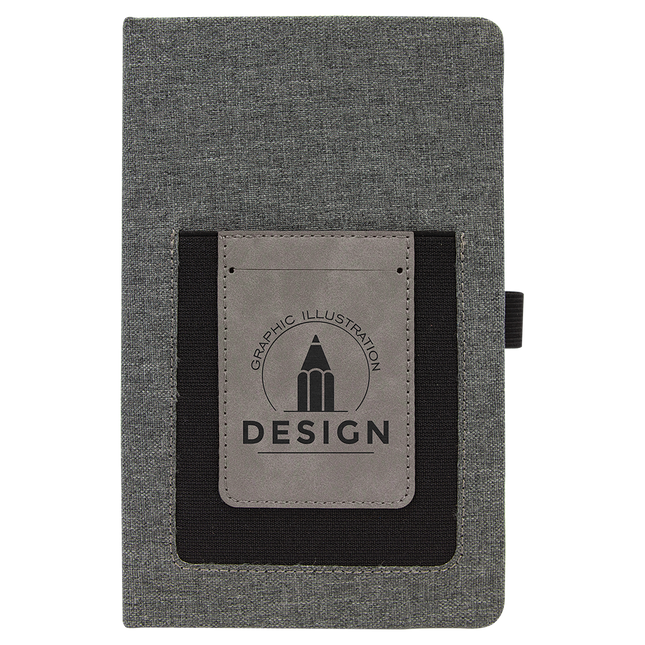 5 1/4" x 8 1/4" Laserable Leatherette Journal with Cell/Card Slot