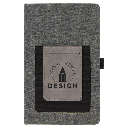 5 1/4" x 8 1/4" Laserable Leatherette Journal with Cell/Card Slot