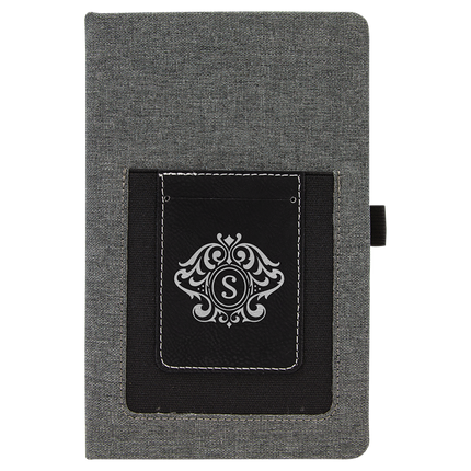 5 1/4" x 8 1/4" Laserable Leatherette Journal with Cell/Card Slot
