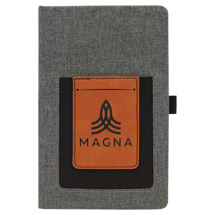5 1/4" x 8 1/4" Laserable Leatherette Journal with Cell/Card Slot
