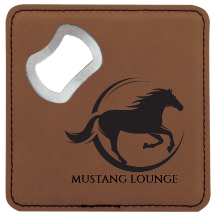 Single 4x4 Square Leatherette Bottle Opener Coaster