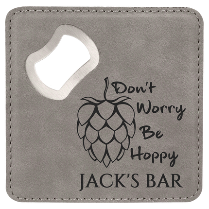 Personalized Square Leatherette 6-Coaster Set (4" x 4")