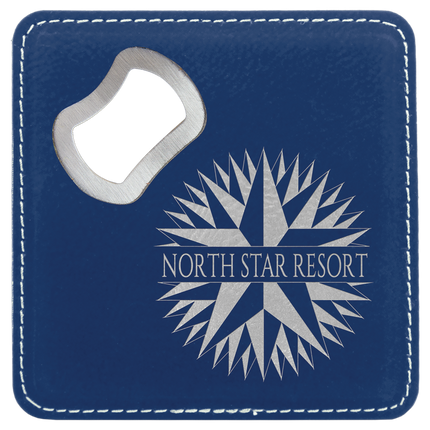 Single 4x4 Square Leatherette Bottle Opener Coaster