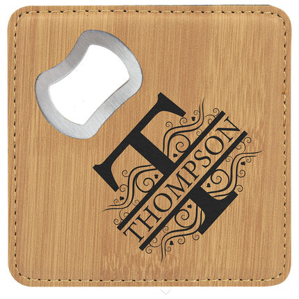 Single 4x4 Square Leatherette Bottle Opener Coaster