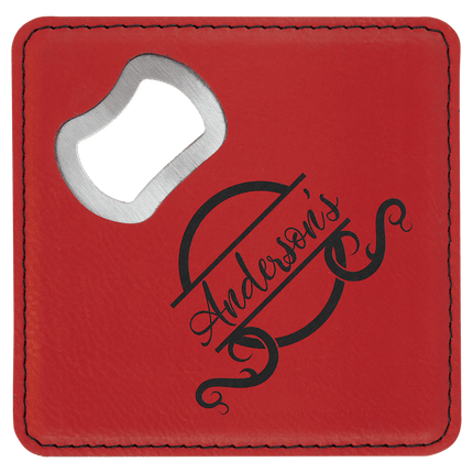 Personalized Square Leatherette 6-Coaster Set (4" x 4")